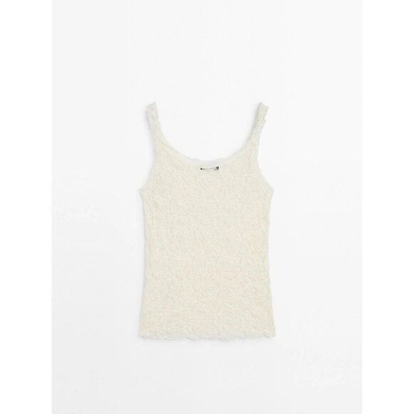 Massimo Dutti Womens Lace Top Shirt Small S Ivory Cream 6870/770 NWT - Picture 5 of 12